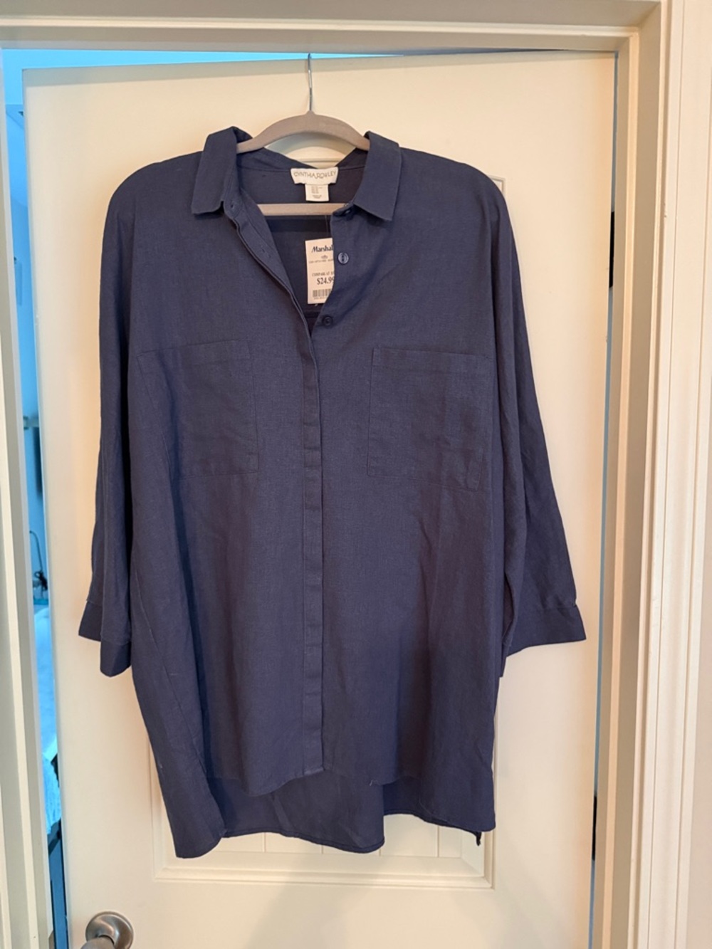 Cynthia Rowley Indigo Button-Up Relaxed Blouse
